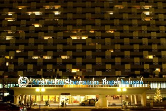 Hotel Arabella Sheraton at night, 2008, Munich, Bavaria, Germany, Europe