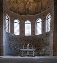 Interior view of Rotonda, Rotunda of Galerius, Roman round temple, altar, chancel, ceiling mosaic,