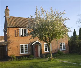 Property released red brick detached village house and garden, Suffolk, England, United Kingdom,
