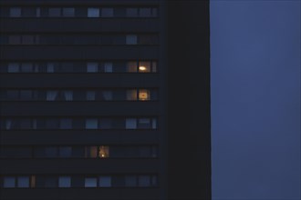 Light burning in a block of flats in Berlin, 20/02/2024