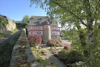 Historic Stockheimer Hof and town wall, Idstein, Taunus, Hesse, Germany, Europe