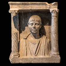 Aedicule monument with portrait of a young man, 2nd century, National Archaeological Museum, Villa