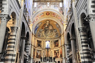 Interior view with altar area, Santa Maria Assunta Cathedral, Pisa, Tuscany, Italy, Europe