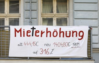 Tenant protest at a block of flats in Berlin's Friedrichshain district. The rent is to be increased