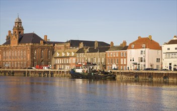 Historic buildings on the quayside of the River Yare, Great Yarmouth, Norfolk, England, United