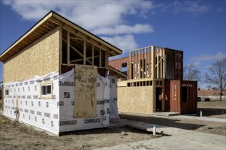 Detroit, Michigan, Homes are being built with used shipping containers in a low-income neighborhood
