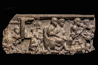 Relief with procession scene, 4th century, National Archaeological Museum, Villa Cassis Faraone,