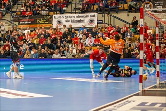 18.02.2024, 2nd HBL, German Handball League, matchday 21) : Match scene Eulen Ludwigshafen against
