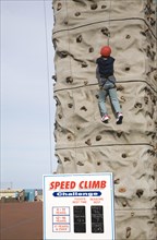 Speed Climb climbing wall challenge game, Great Yarmouth, Norfolk, England, United Kingdom, Europe