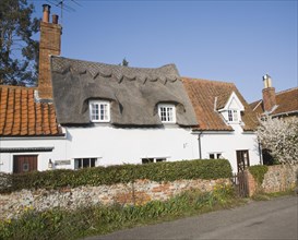 Pretty country cottages in Marlesford village, Suffolk, England, United Kingdom, Europe