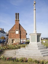 War memorial and the Moot Hall is an early sixteenth century building originally with small shops