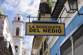 Entrance sign, Bar, Havana, Cuba, Greater Antilles, Caribbean, Central America
