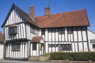 Historic half timbered village houses at Mendlesham, Suffolk, England, United Kingdom, Europe