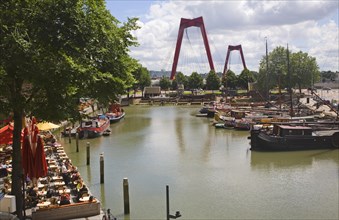 Historic boats and waterfront restaurants, Oude Haven, Rotterdam, Netherlands