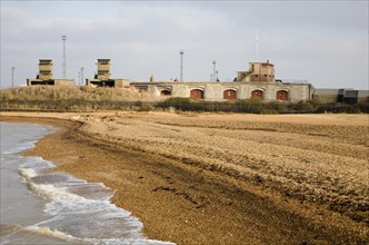 Military defences from Napoleonic war and two world wars at Landguard Fort, Felixstowe, Suffolk,