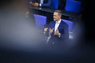 Christian Lindner (FDP), Federal Minister of Finance, recorded during a government questioning in