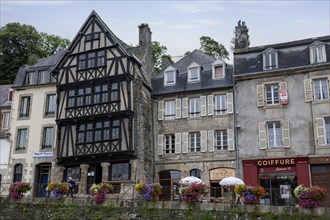 House facades in the old town centre, with the half-timbered house of Duchess Anne from the Middle
