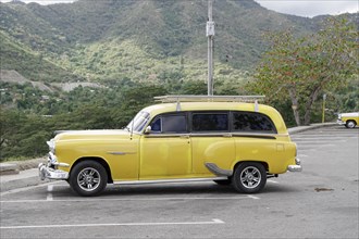 American vintage car from the 1950s, near Santiago de Cuba, Cuba, Central America