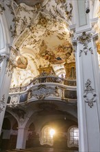 Pilgrimage church, interior view, Andechs Monastery, Fuenfseenland, Pfaffenwinkel, Upper Bavaria,