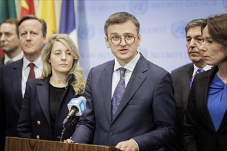 Dmytro Kuleba, Foreign Minister of Ukraine, during a press statement on the occasion of the