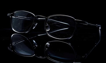 Modern sunglasses reflecting on a dark surface creating a sleek look AI generated