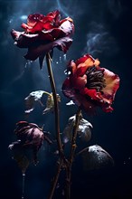 Wilted flowers embracing elegance in decay, AI generated