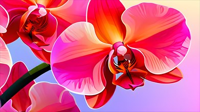 Orchids transformed into an array of vibrant geometric shapes, AI generated