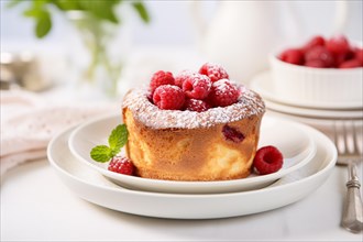 Raspberry Popovert pastry on plate. KI generiert, generiert AI generated