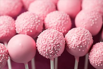 Close up of pink cakepop sweets. KI generiert, generiert AI generated