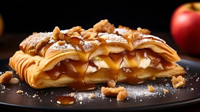 Apple strudel delicate layers of pastry intertwined with spiced apple, AI generated