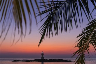 Lighthouse of Khao Lak in the evening mood, evening, sunset, travel, holiday, mood, paradise, palm,