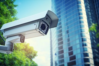 Surveillance security camera in city street. KI generiert, generiert AI generated
