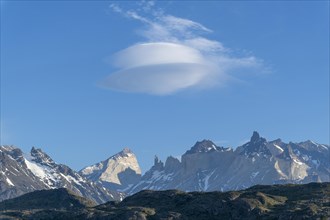 UFO-shaped cloud over Lago Grey, Torres del Paine National Park, Parque Nacional Torres del Paine,