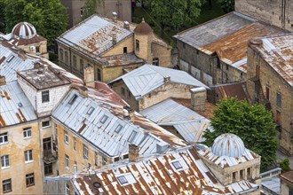 Riga. View from the observation deck of the Latvian Academy of Science. Tin roofs, Riga, Latvia,