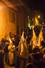 Penitents, Nazarenos, Semana Santa, Procession, Good Friday, Pollenca, Majorca, Balearic Islands,