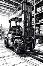 Lineart picture forklift, AI generated