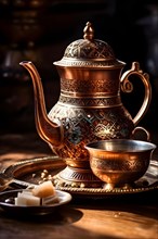 Traditional turkish coffee set, AI generated