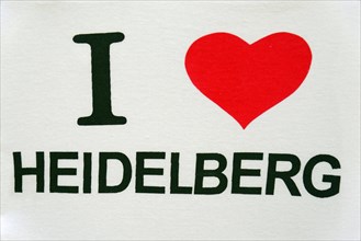 White T-shirt with the inscription 'I love Heidelberg' and a red heart, Heidelberg,
