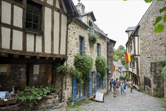 Row of half-timbered houses, Dinan, Brittany, France, Europe