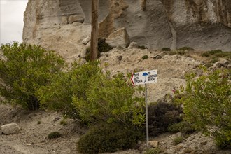 Signpost to Gerontas Beach, Milos, Cyclades, Greece, Europe