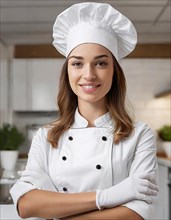 AI generated, An attractive chef in the kitchen of a hotel