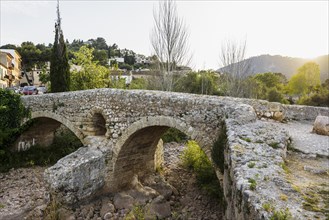 Roman bridge, Pollensa, Pollenca, Serra de Tramuntana, Majorca, Majorca, Balearic Islands, Spain,
