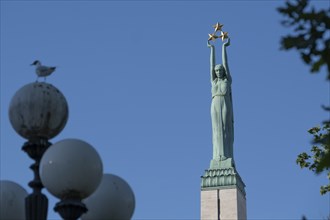 Riga. Freedom Monument, located on the Freedom Boulevard, Riga, Latvia, Europe