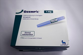 Ozempic medication packaging for subcutaneous application, for diabetes 2 patients, Stuttgart,