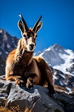 Chamois navigating steep rocky terrain showing agility and grace, AI generated