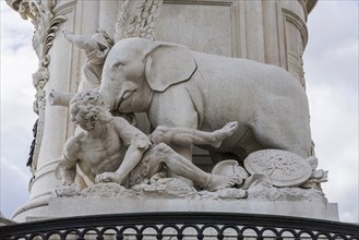 Part of the monument with elephant and war victim from the equestrian monument Dom Jose, sculpture,