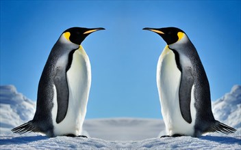AI generated, Antarctica, snow, ice, winter, king penguin (Aptenodytes patagonicus), two, image