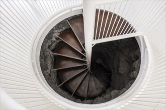 Spiral staircase, Fundacion Cesar Manrique, Teguise, Lanzarote, Canary Islands, Spain, Europe