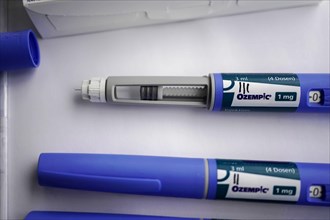 Close-up of an Ozempic injection pen with dosage display, for diabetes 2 patients, Stuttgart,