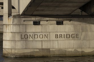 Sign on London Bridge, City of London, England, United Kingdom, Europe